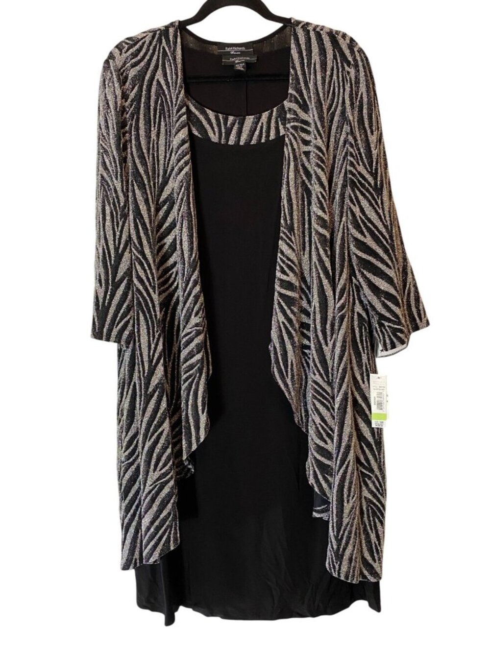 R&M Richards Black Dress with Silver Patterned Jacket
